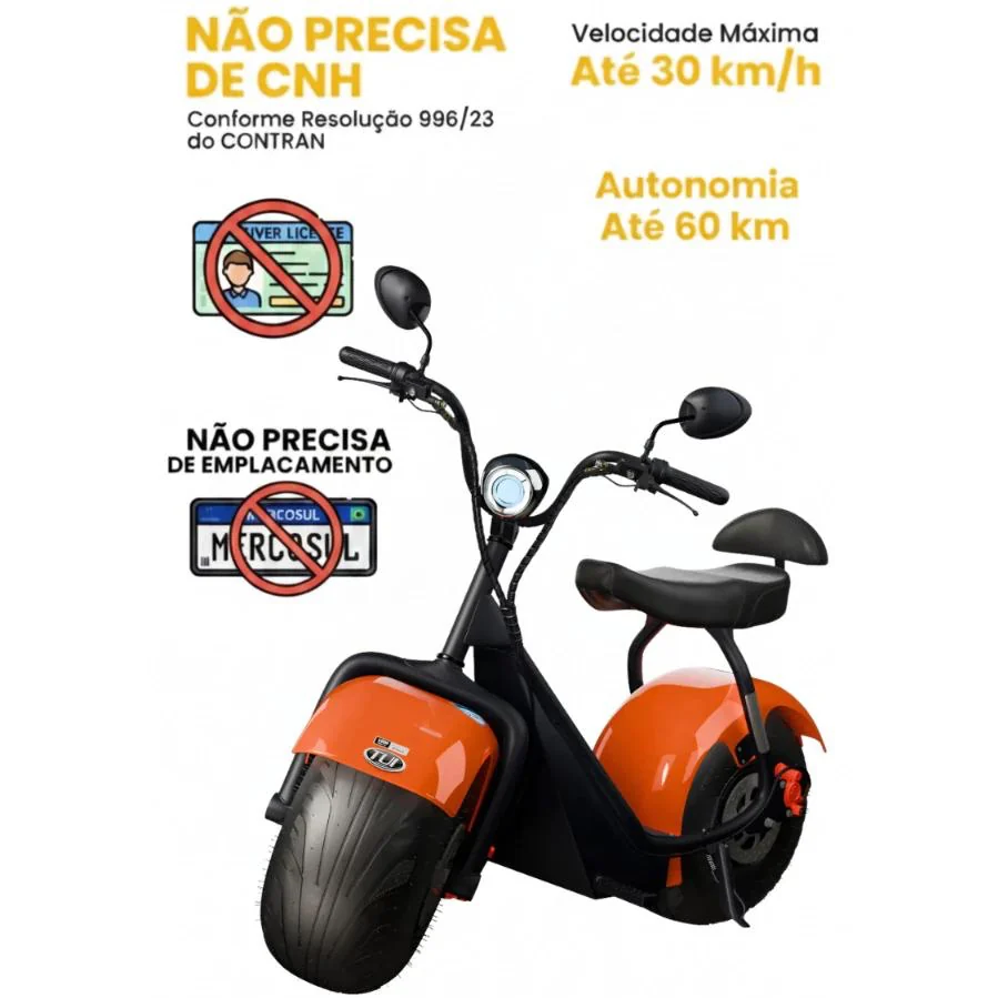 Scooter Elétrica TUI 1000W | 2 Lugares | Sem CNH | Autonomia 60km — imagem 4